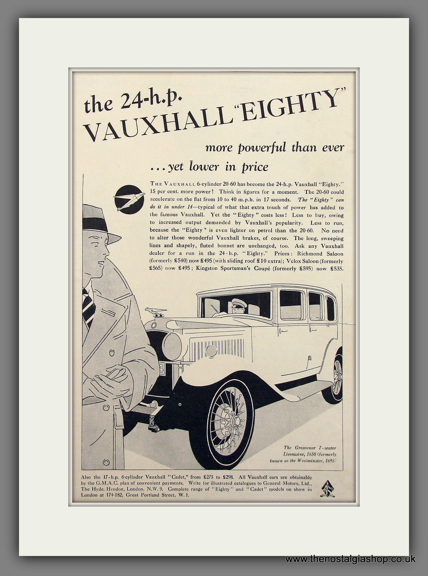 Vauxhall "Eighty" 24-H.P. Original Advert 1930 (ref AD300002)