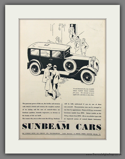 Sumbeam Limousine. Original Advert 1931 (ref AD300003)