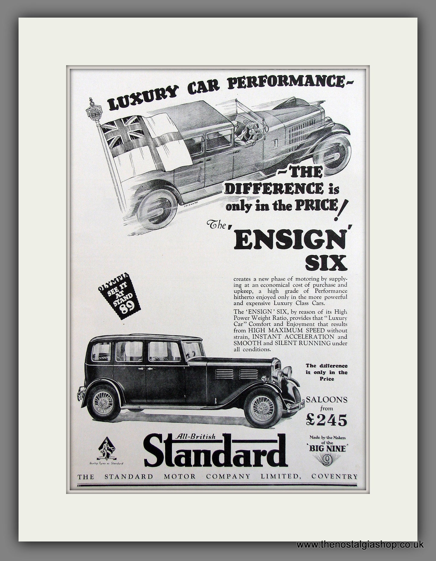 Standard Ensign Six. Original Advert 1930 (ref AD300018)