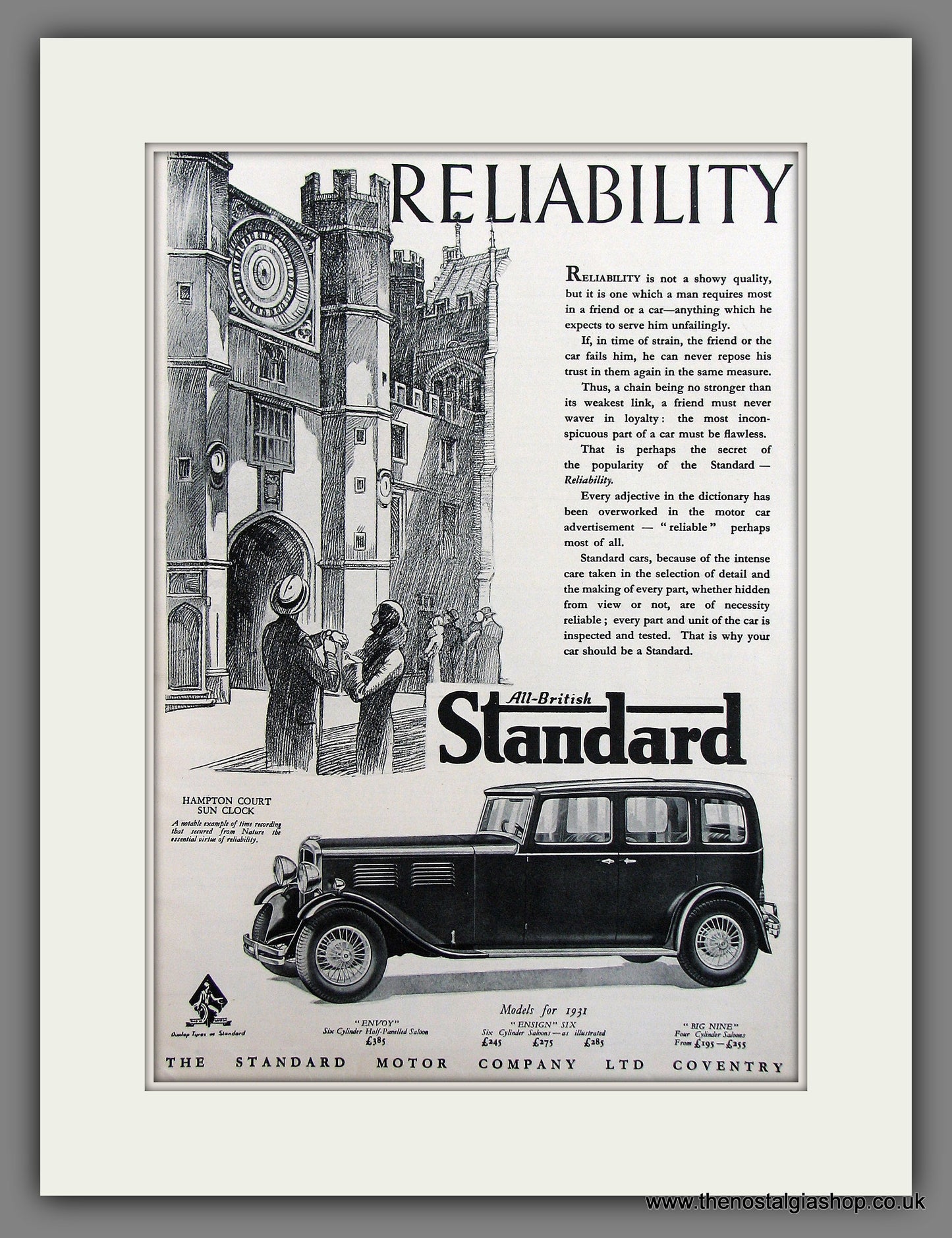 Standard Range for 1931. Reliability. Original Advert 1931 (ref AD300023)
