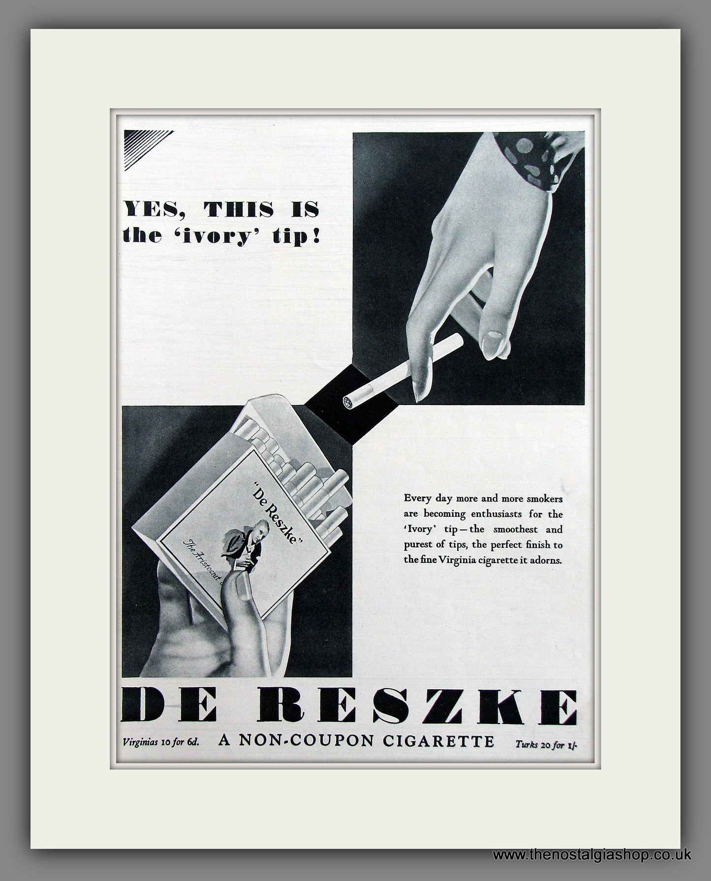 De Reszke Cigarettes Original Advert 1930 (ref AD300051)