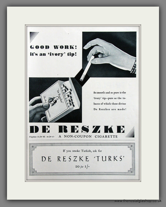 De Reszke Cigarettes Original Advert 1930 (ref AD300052)