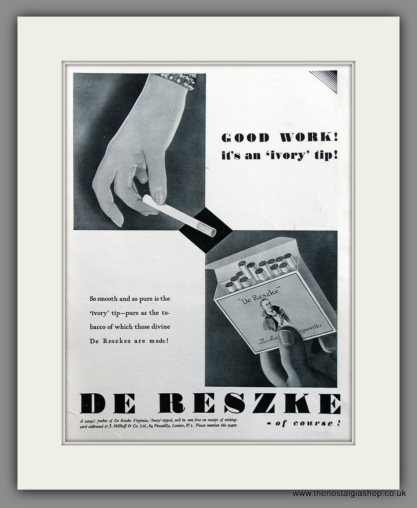 De Reszke Cigarettes Original Advert 1930 (ref AD300053)