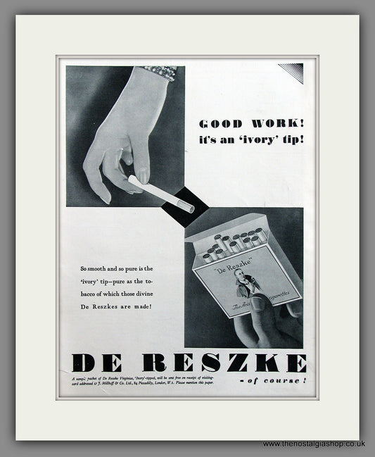 De Reszke Cigarettes Original Advert 1930 (ref AD300053)