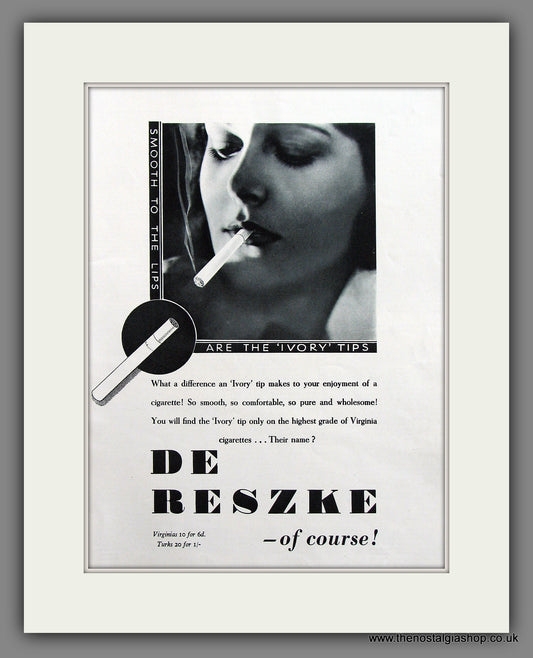 De Reszke Cigarettes Original Advert 1930 (ref AD300054)