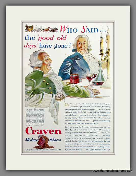 Craven Mixture Tobacco Original Advert 1930 (ref AD300065)