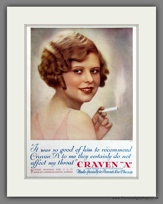 Virginia Craven "A" Cigarettes Original Advert 1931 (ref AD300063)