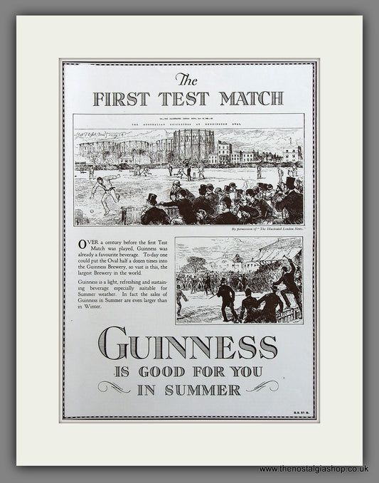 Guinness In The Summer, First Test Match. Original Advert 1930 (ref AD300096)