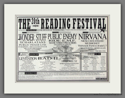 Reading Festival 1992. Nirvana. Vintage Advert 1992 (ref AD55807)