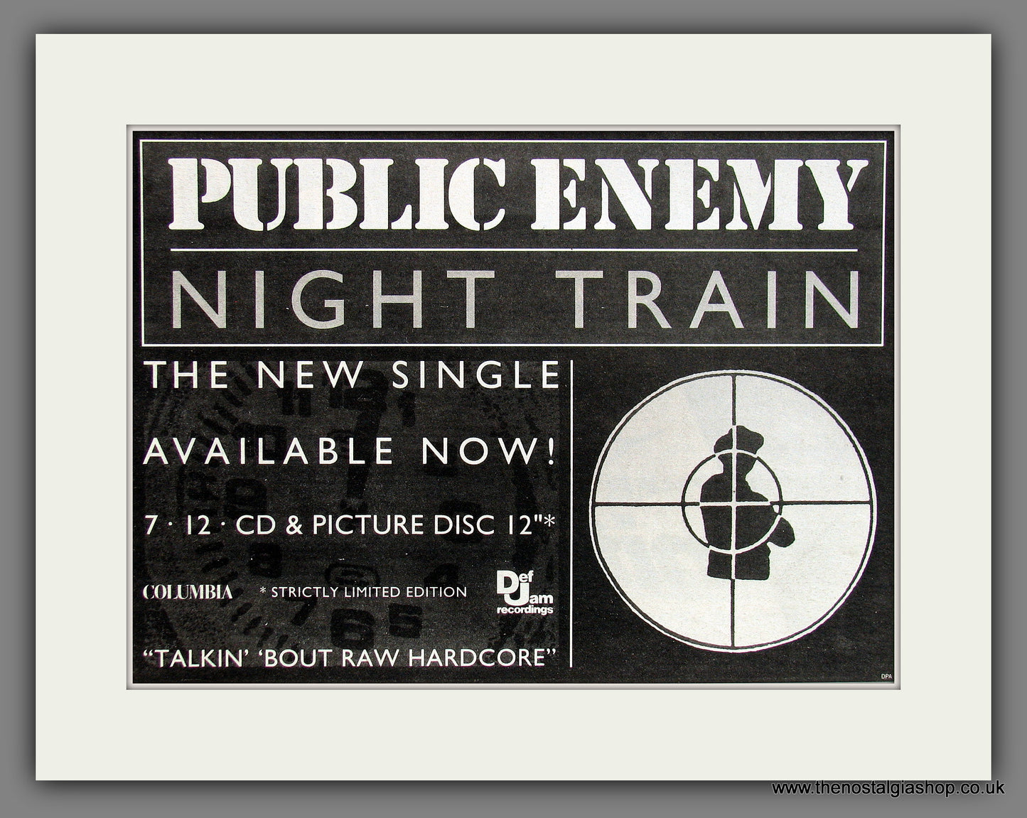 Public Enemy. Night Train. 1992 Original Advert (ref AD55816)