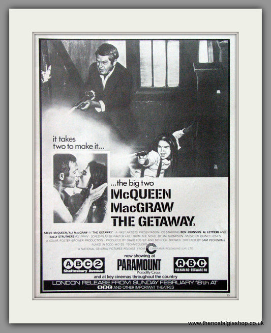 Getaway (The). Original Advert 1972  (ref AD51868)