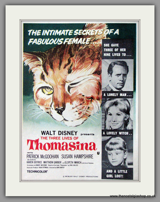 Three Lives Of Thomasina (The). Original Advert 1964  (ref AD51876)