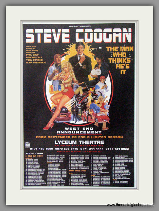 Steve Coogan + Tour Dates. Original Advert 1998  (ref AD51880)