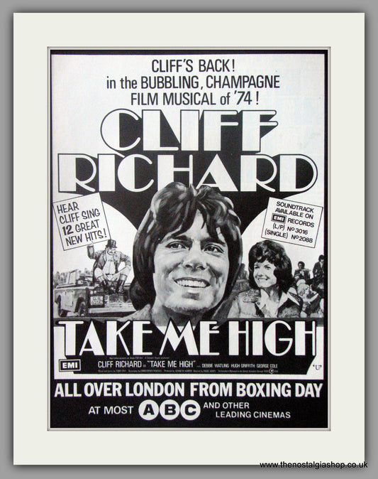 Take Me High Cliff Richard. Original Advert 1974  (ref AD51886)
