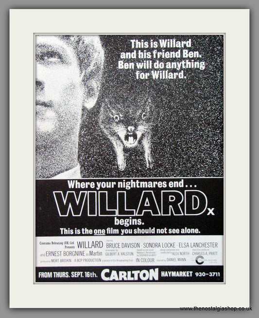 Willard. Original Advert 1971 (ref AD52187)