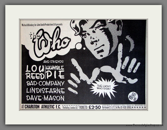 Who (The) with Lou Reed. Live at the Valley. Original Vintage Advert 1974  (ref AD13304)