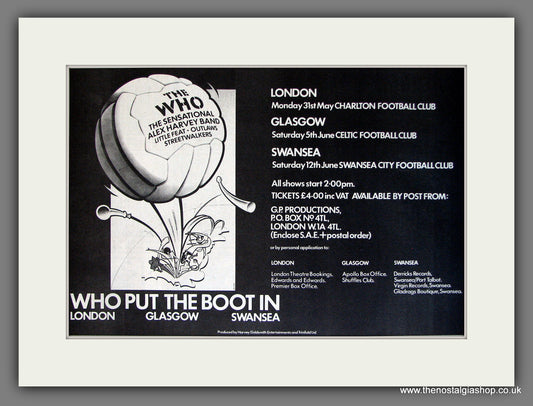 Who (The) Who Put The Boot In Tour . Original Vintage Advert 1976  (ref AD13305)