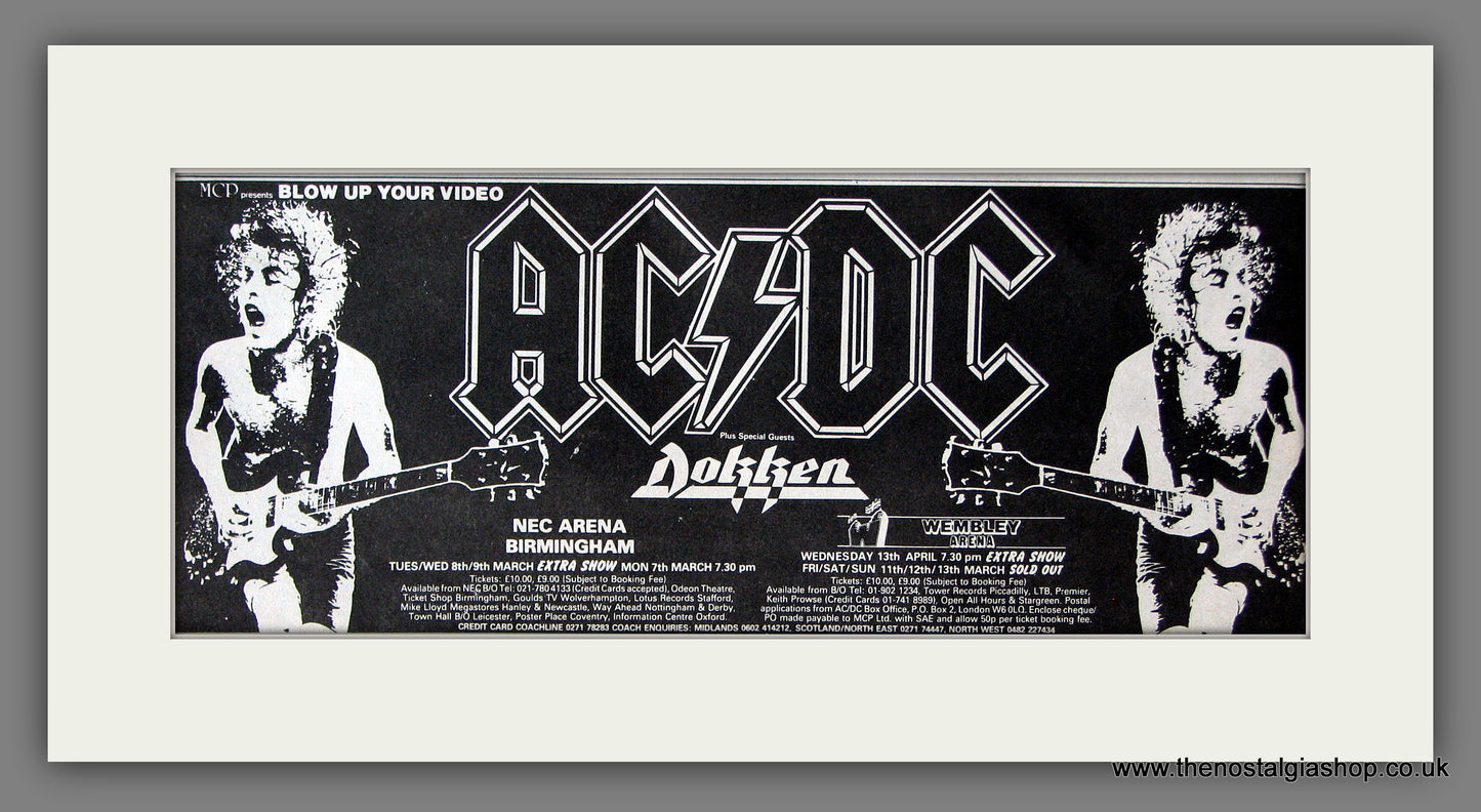 AC DC and Dokken UK Shows 1988 Original Advert (ref AD55903)