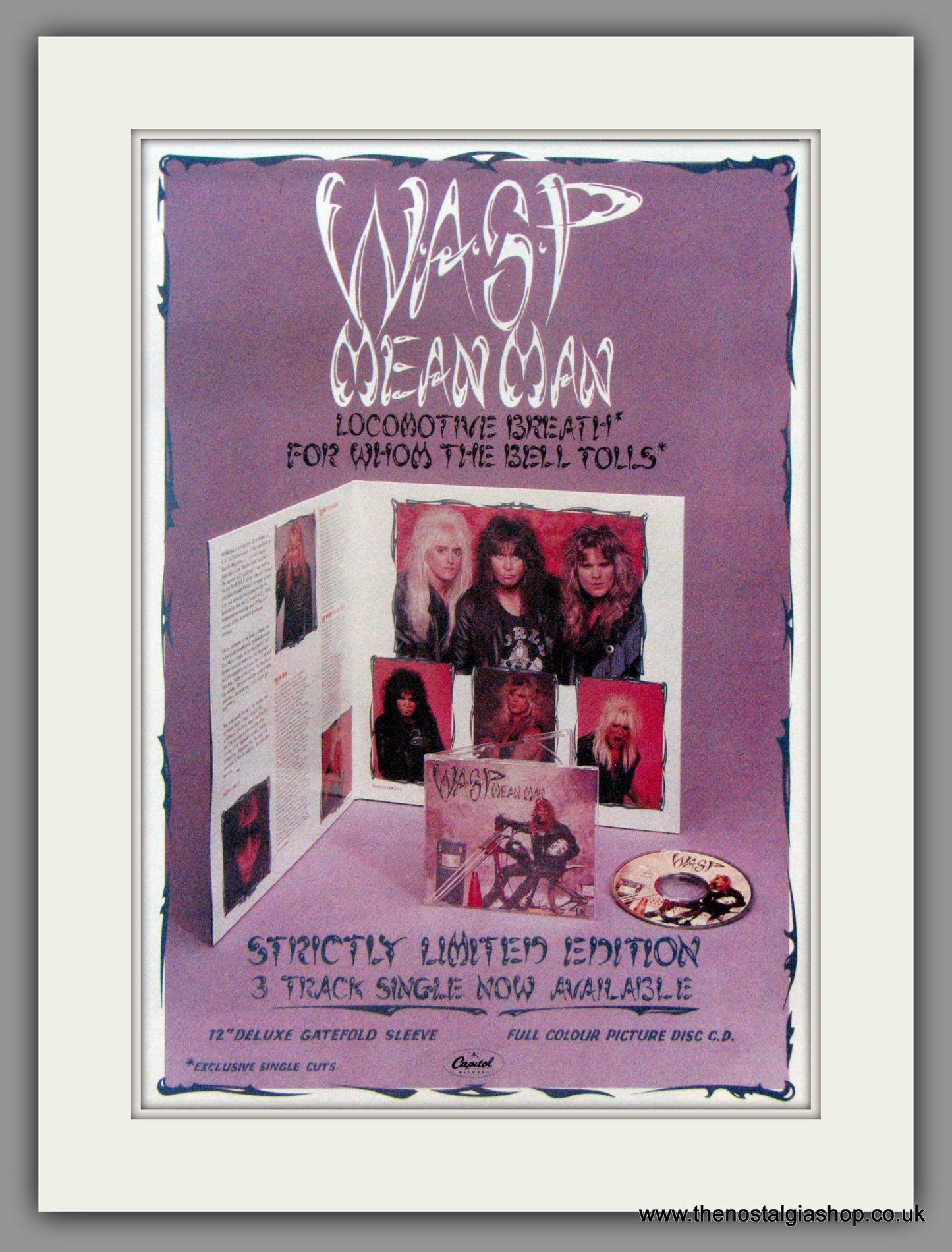 WASP. Mean Man/Locomotive Breath. 1989 Original Advert (ref AD50979)