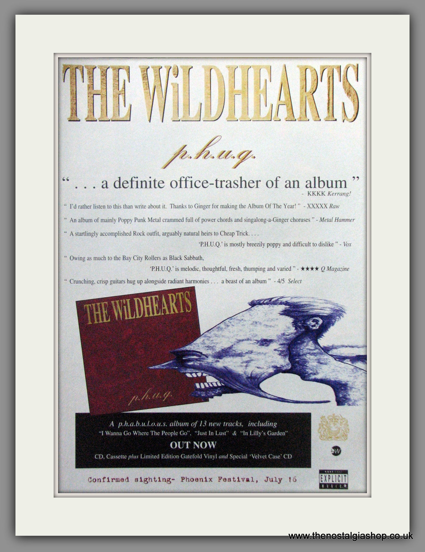 Wildhearts. P.H.U.Q. 1995 Original Advert (ref AD51009)