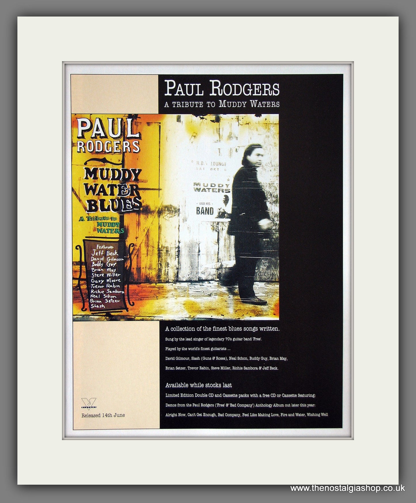 Paul Rogers. Muddy Water Blues. 1993 Original Advert (ref AD55879)