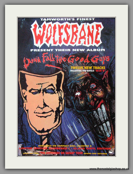 Wolfsbane. Down Fall The Good Guys. 1991 Original Advert (ref AD51430)