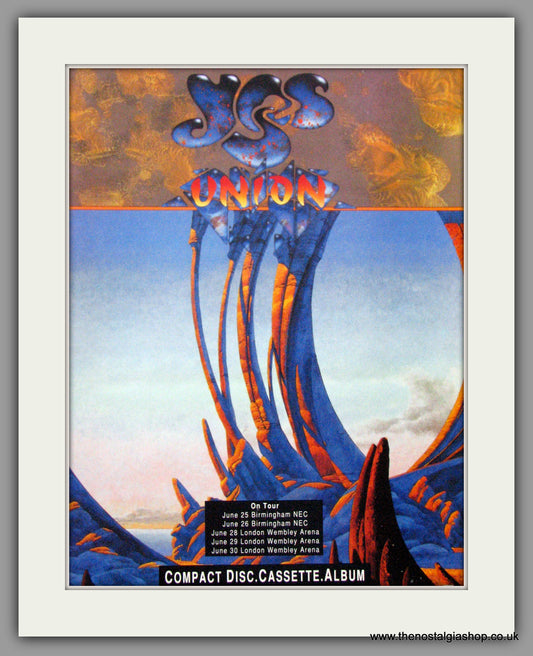 Yes. Union. UK Tour Dates. 1991 Original Advert (ref AD51502)