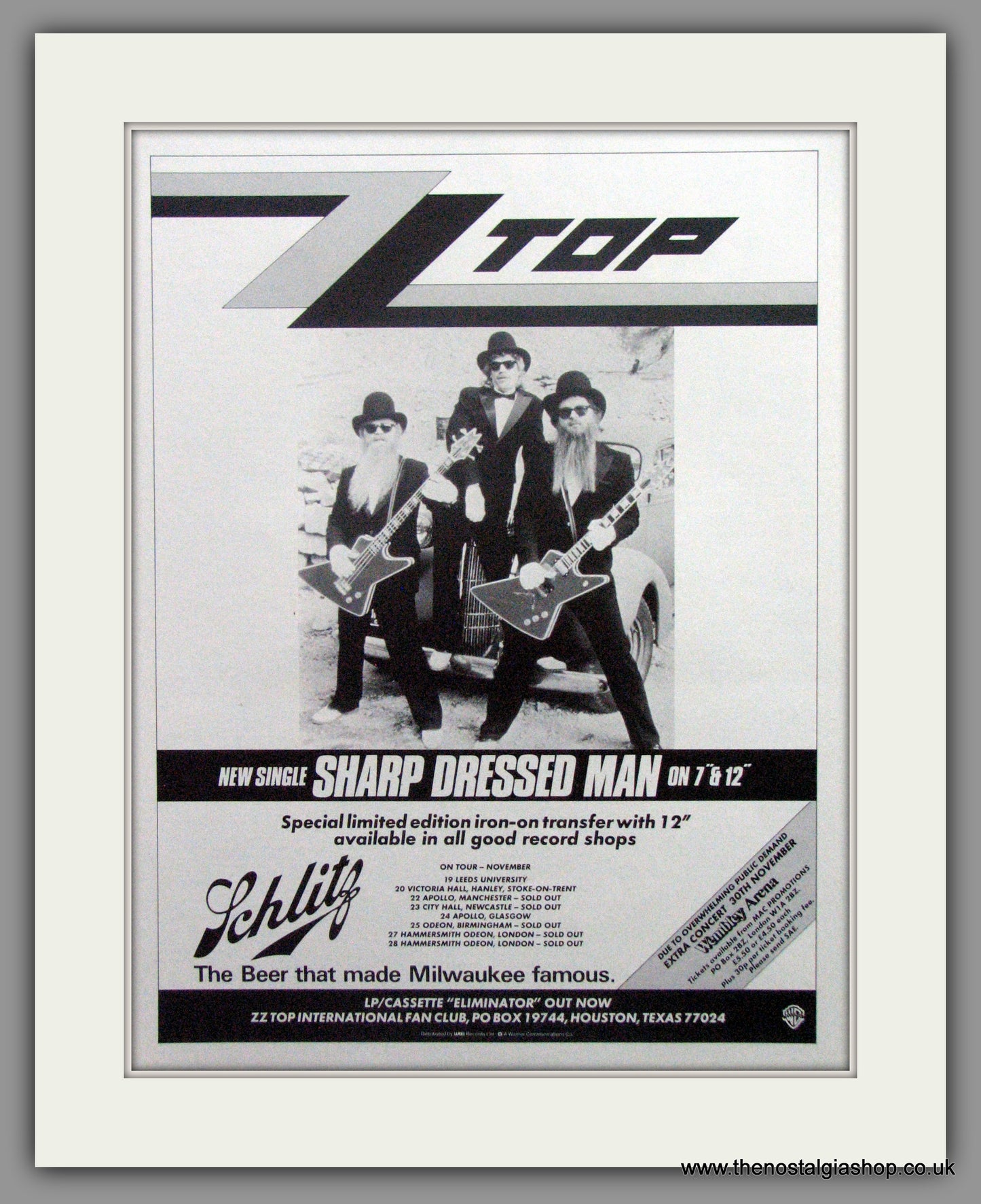 ZZ Top. Sharp Dressed Man. 1983 Original Advert (ref AD13785)