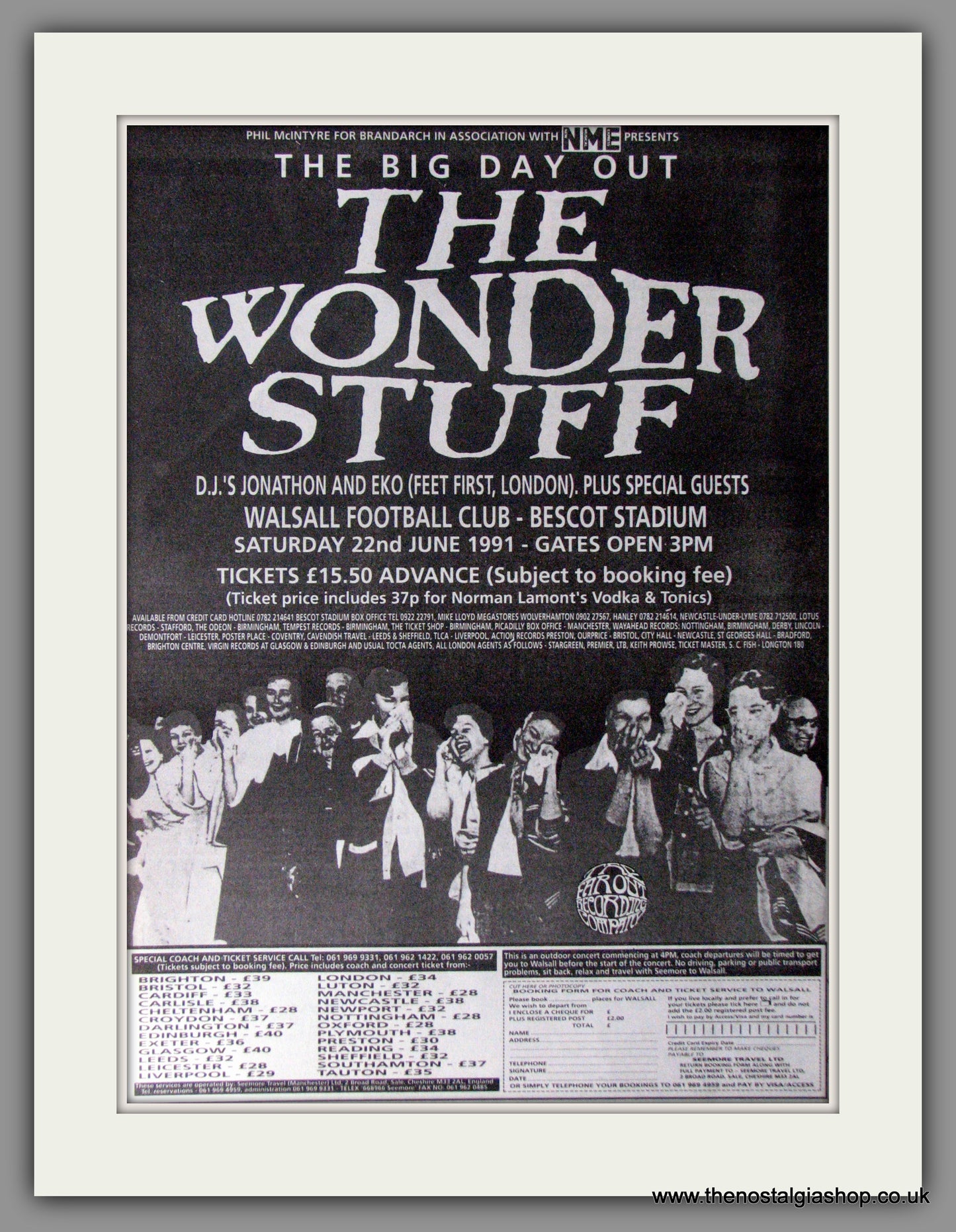 Wonder Stuff. Big Day Out Bescot Stadium. Original Vintage Advert 1991 (ref AD11215)
