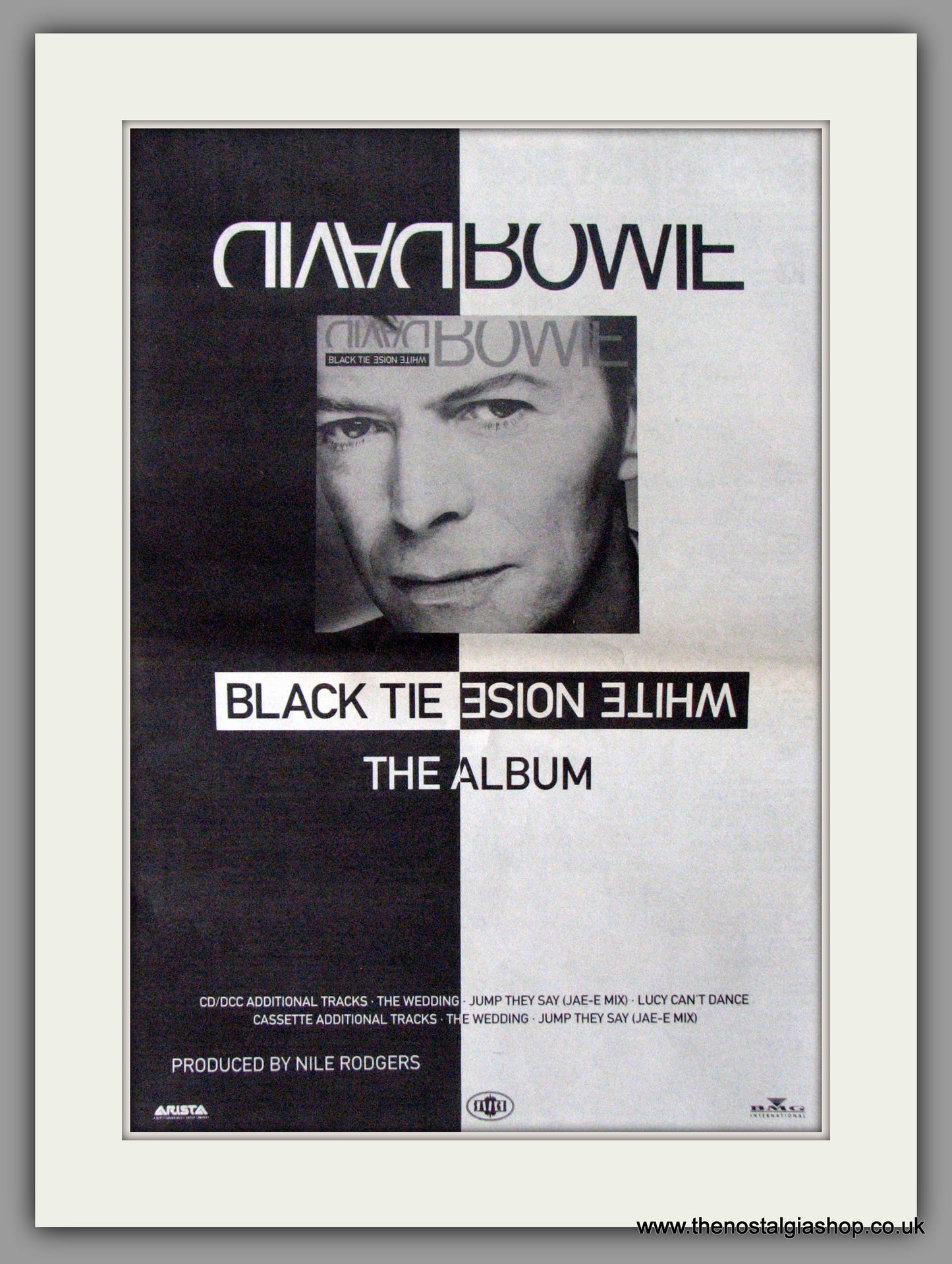 David Bowie. Black Tie White Noise. Original Vintage Advert 1993 (ref AD11217)