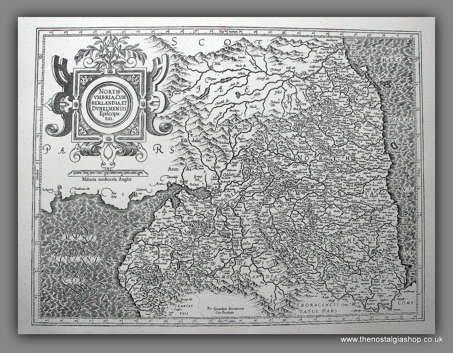 Northumbria Vintage Map.