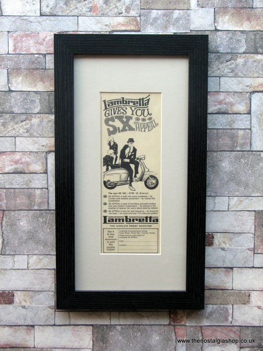 Lambretta Gives You S.X Appeal. Framed Original Advert 1967.