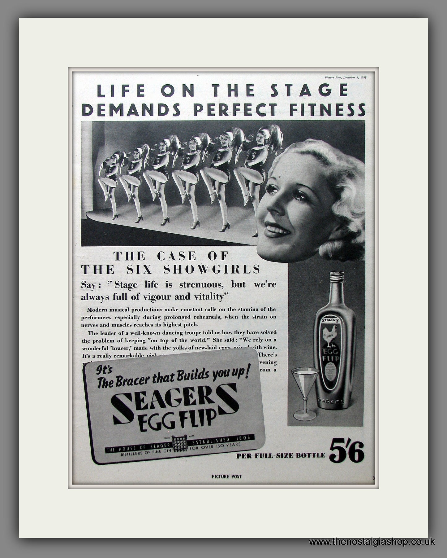 Seagers Eggflip. Original Advert 1938 (ref AD13340)