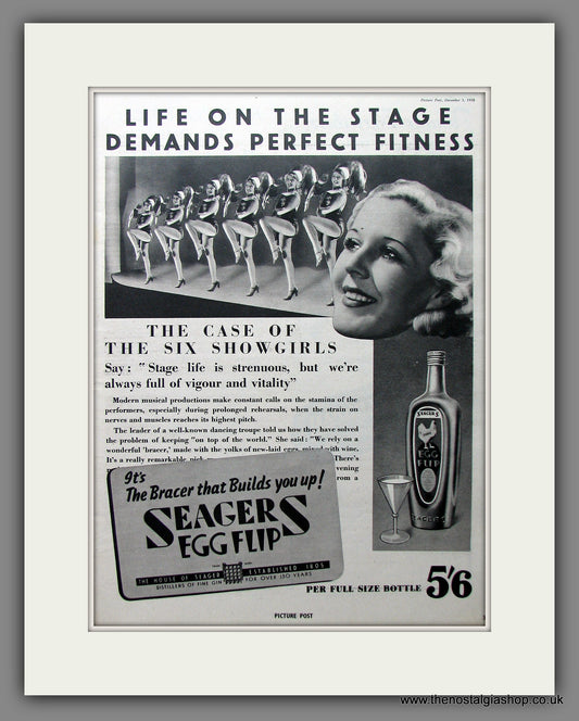 Seagers Eggflip. Original Advert 1938 (ref AD13340)