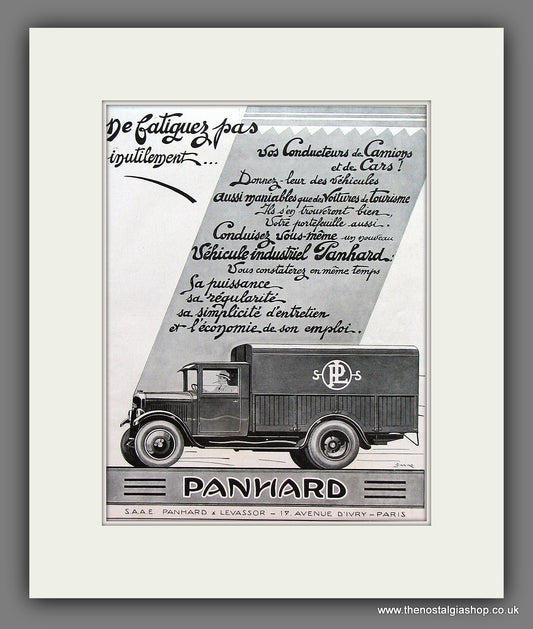 Panhard Commercial Truck. Original French Advert 1929 (ref AD101M)