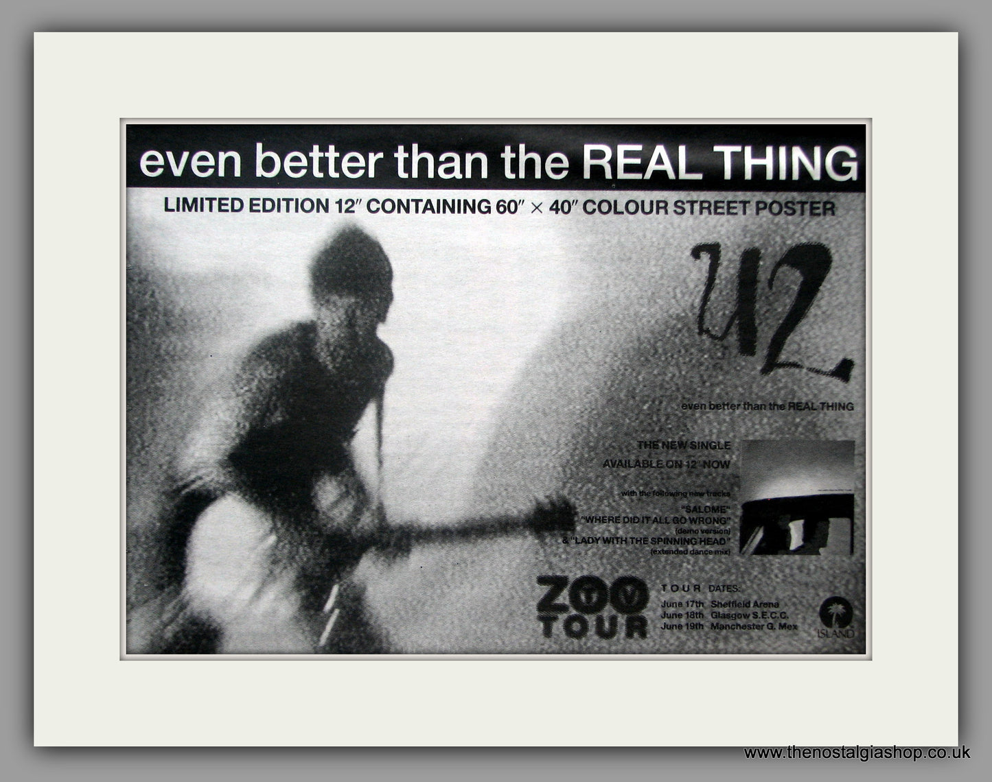 U2 Even Better Than The Real Thing. 1992 Original Advert (ref AD50888)