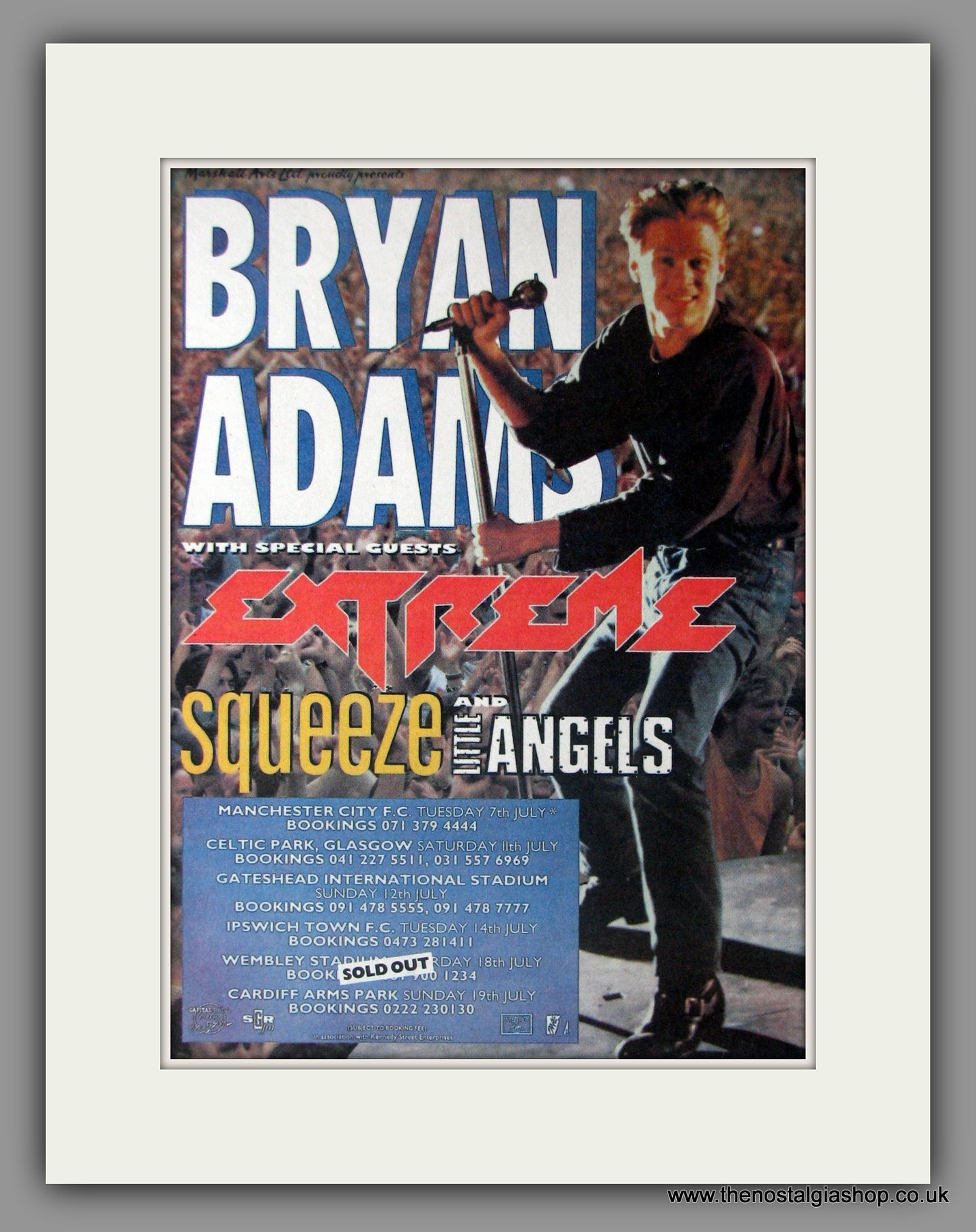 Bryan Adams on Tour. 1992 Original Advert (ref AD50889)