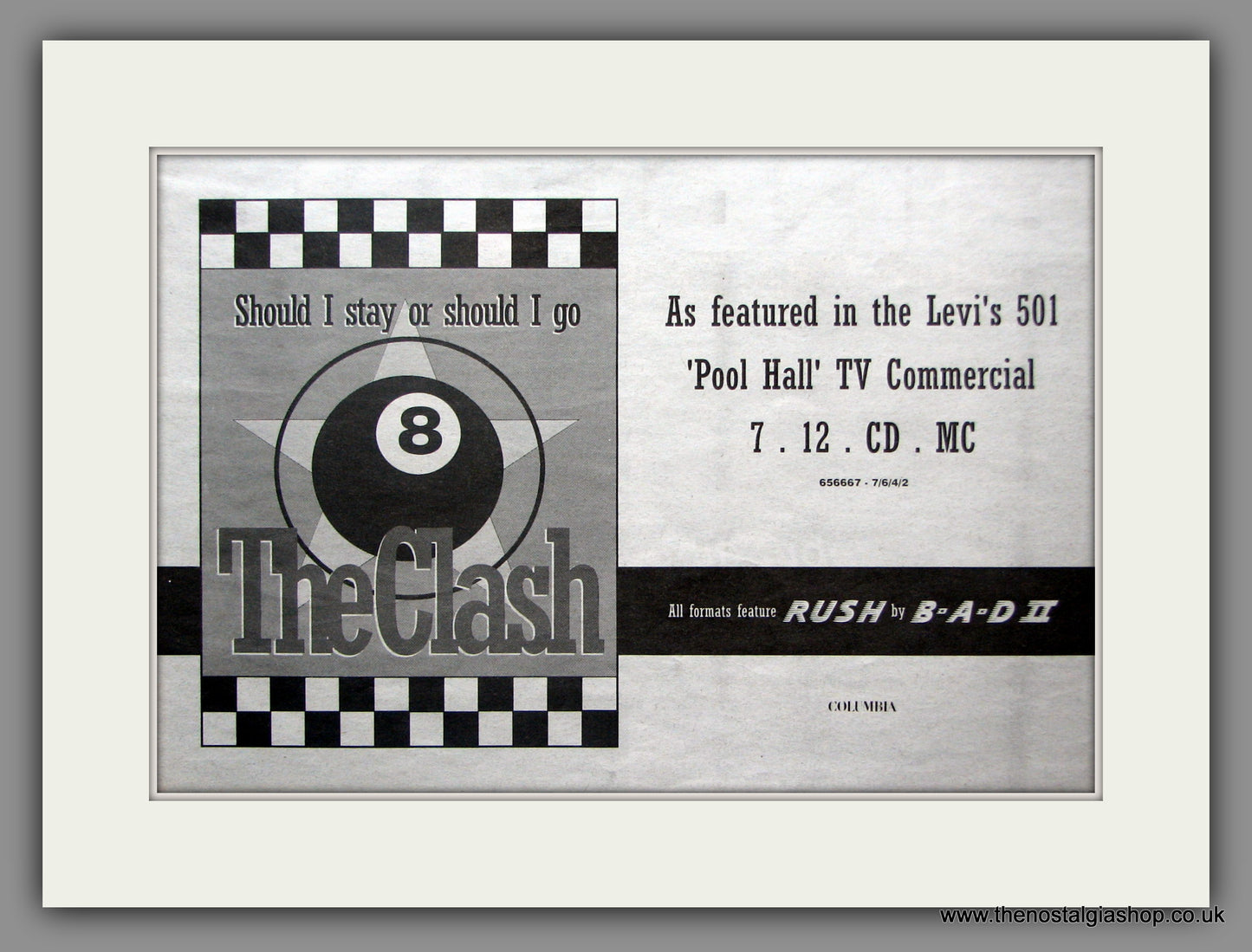 Clash (The) Should I stay... 1991 Original Advert (ref AD50916)