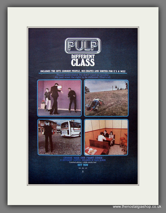 Pulp. Different Class. Original Advert 1995 (ref AD13602)