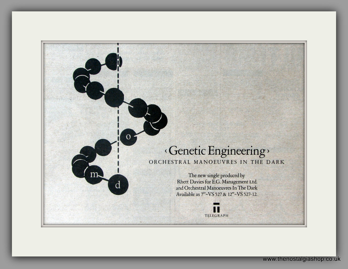 Orchestral Manoeuvres In The Dark. Genetic Engineering. Vintage Advert 1983 (ref AD51096)