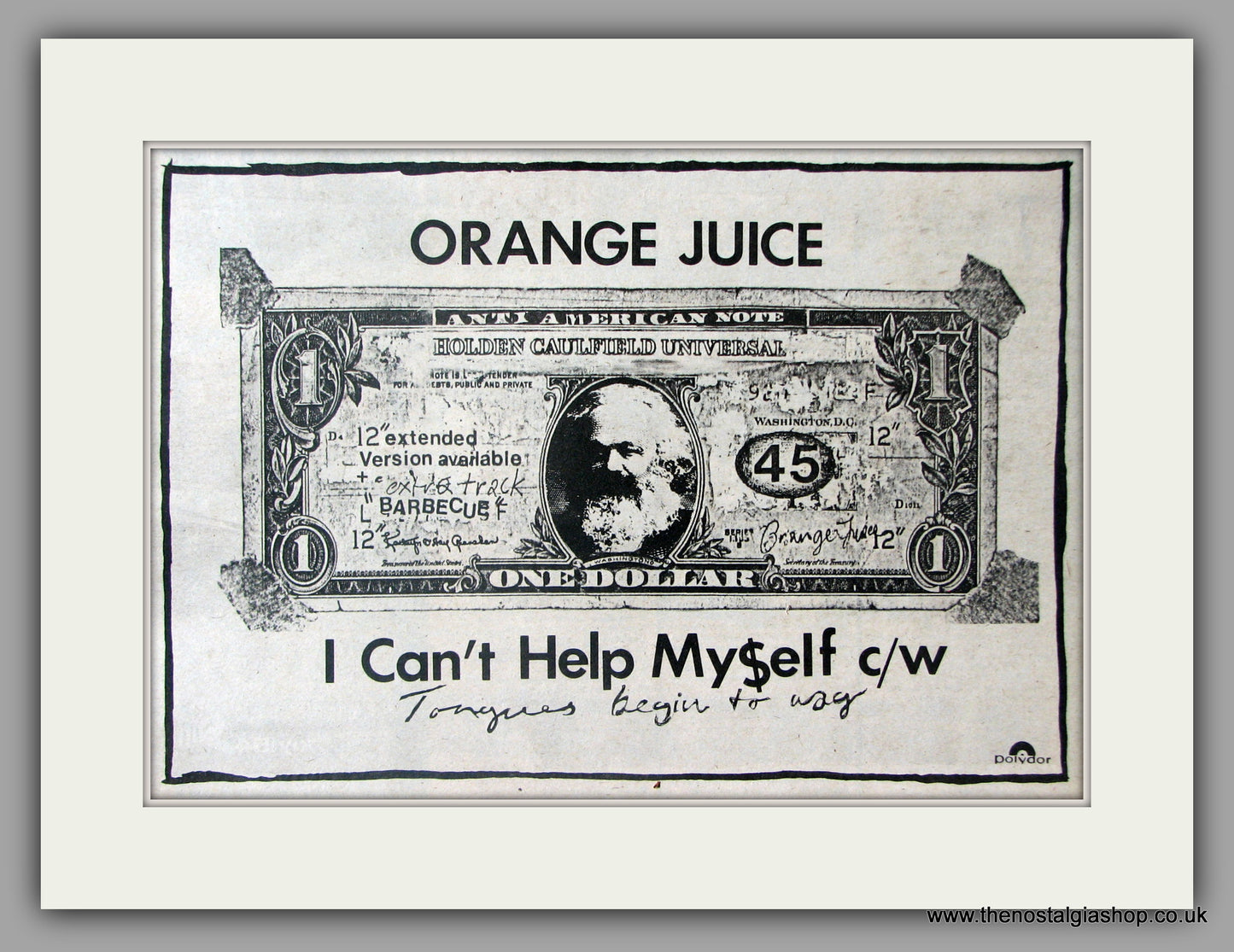 Orange Juice. I Can't Help Myself. Vintage Advert 1982 (ref AD51098)
