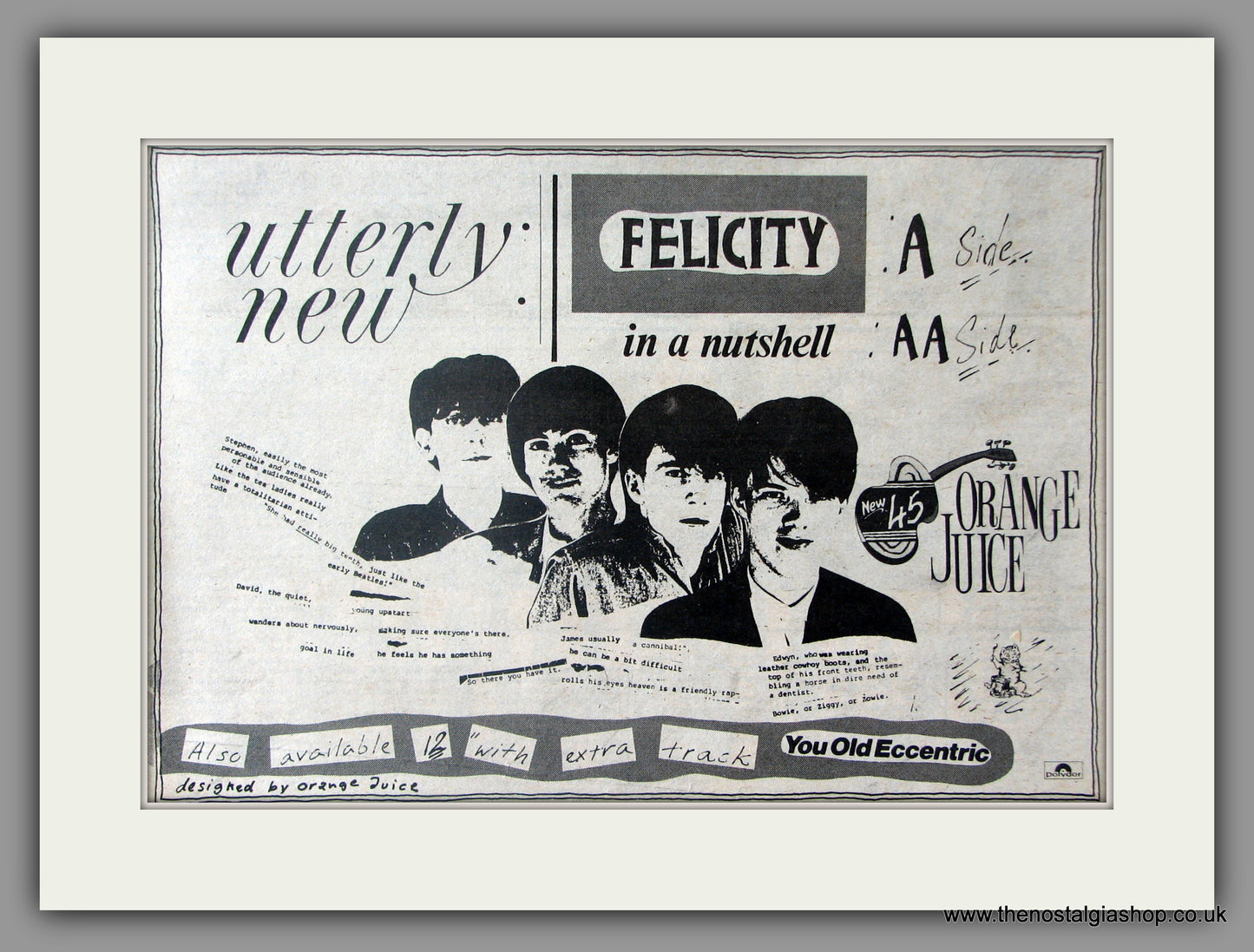 Orange Juice. Felicity. Vintage Advert 1982 (ref AD51099)