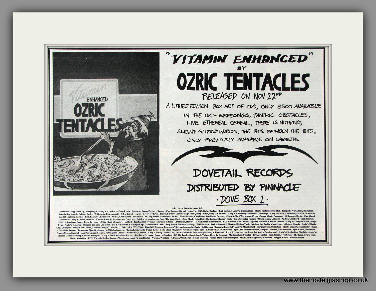 Ozric Tentacles. Vitamin Enhanced. Vintage Advert 1993 (ref AD51108)