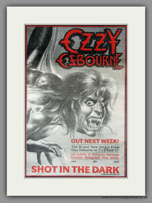 Ozzy Osbourne. Shot In The Dark . Vintage Advert 1986 (ref AD51116)