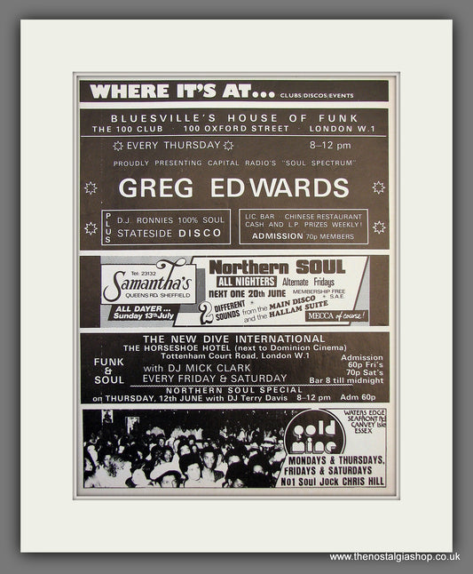 Soul Clubs. Where It's At. 1975 Original Advert (ref AD55977)