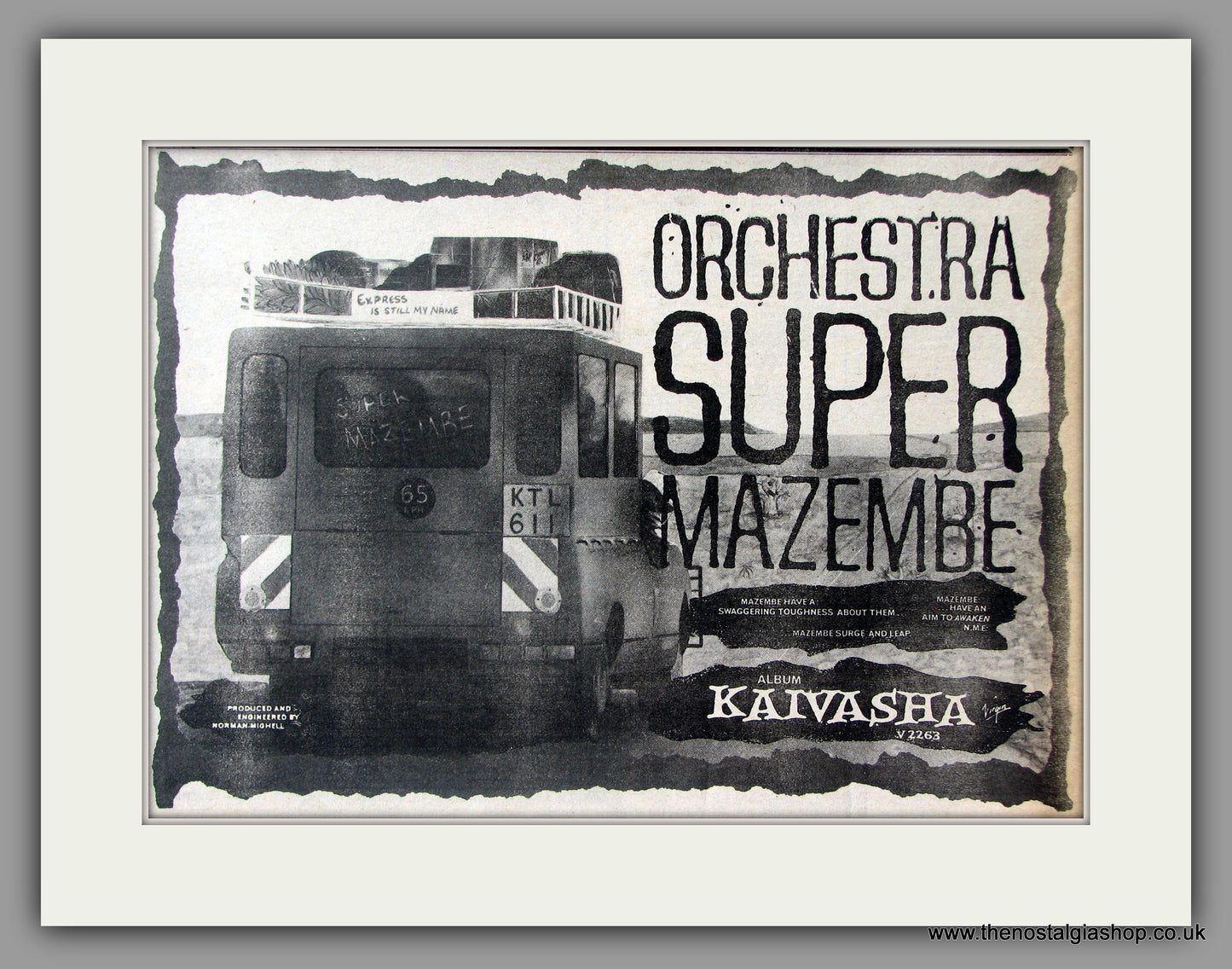 Orchestra Super Mazembe. Kaivasha. Vintage Advert 1983 (ref AD51120)
