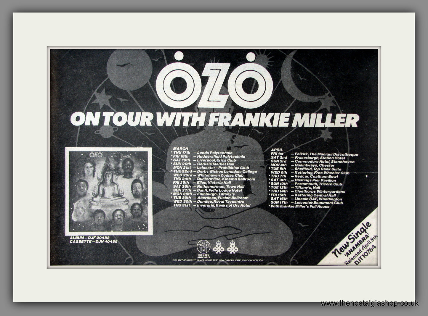 OZO On Tour With Frankie Miller. Vintage Advert 1977 (ref AD51121)