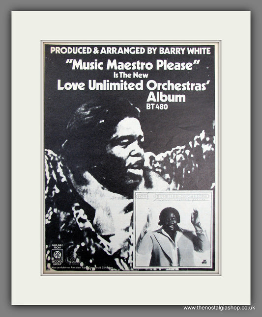 Love Unlimited Orchestra. Produced by Barry White. 1976 Original Advert (ref AD55983)