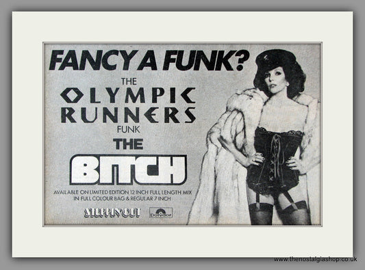 Olympic Runners. Funk The Bitch. Vintage Advert 1979 (ref AD51126)