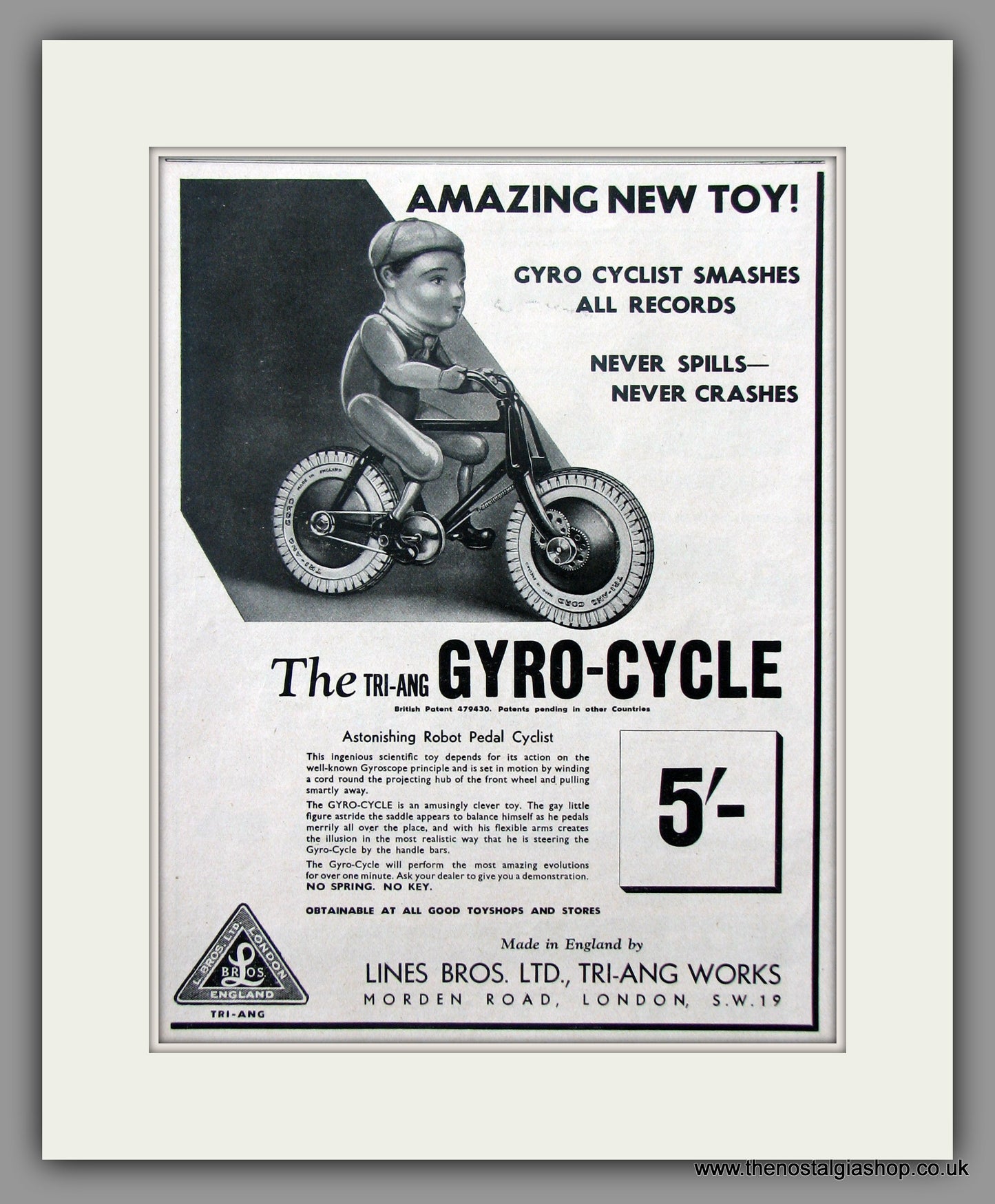 Gyro-Cycle by TRI-ANG. Original Advert 1938 (ref AD51042)